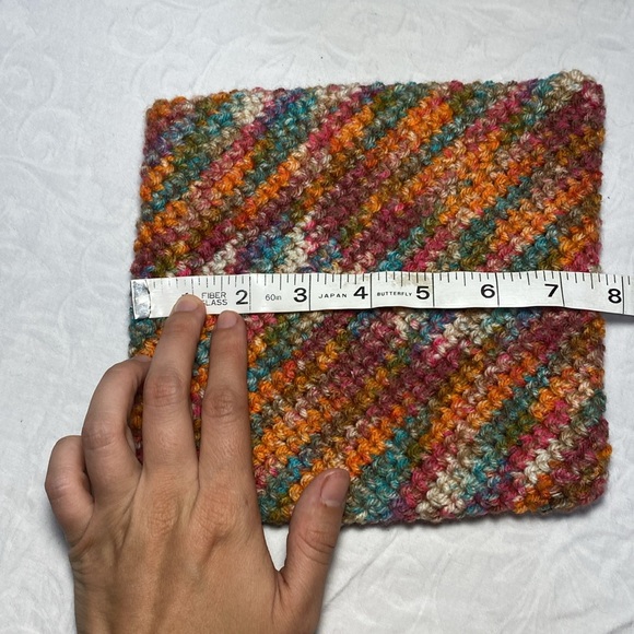 New Handmade Oven Mit Knit Double Thick HotPad Trivet Crochet Orange Variegated - Picture 4 of 5